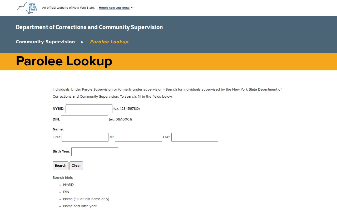 Orange County criminal history DOCCS parolee lookup