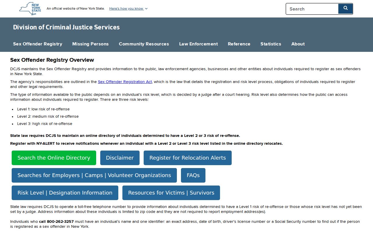 Orange County sex offender check on the New York registry overview